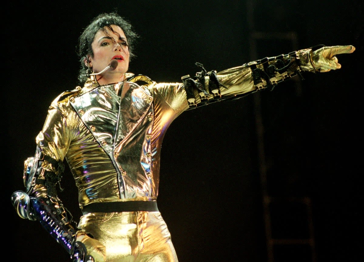 Michael Jackson performs during his HIStory tour in 1996 (Getty)