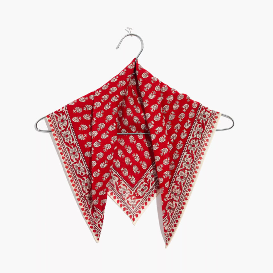 <p>The humble (yet adorable) bandana continues to be the MVP of accessories. While it's chic as a hair accessory or tied around their neck, it can double as a makeshift face covering in a pinch without sacrificing personal style. <a href="https://www.anrdoezrs.net/links/7876406/type/dlg/sid/RS29GiftsUnder25ThatStillFeelSpecialmseaverGifGal2600819202011I/https://www.madewell.com/bandana-F2308.html" rel="nofollow noopener" target="_blank" data-ylk="slk:$13, madewell.com;elm:context_link;itc:0;sec:content-canvas" class="link ">$13, madewell.com</a></p>