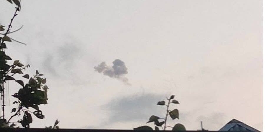 Smoke over the explosion site near Mariupol