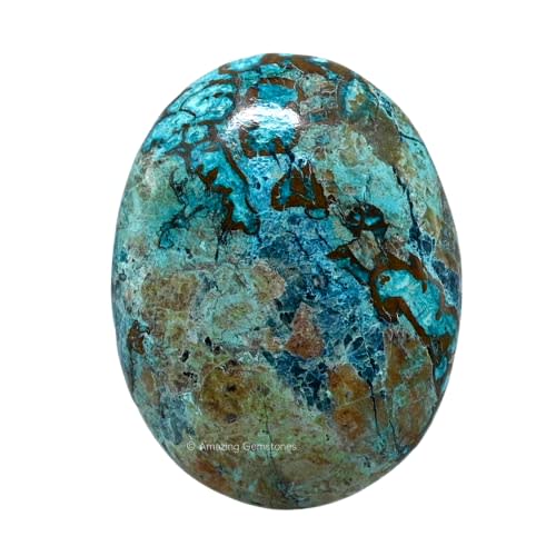 Chrysocolla Palm Stone - Pocket Massage Worry Stone for Natural Body Chakra Balancing, Reiki Healing and Crystal Grid