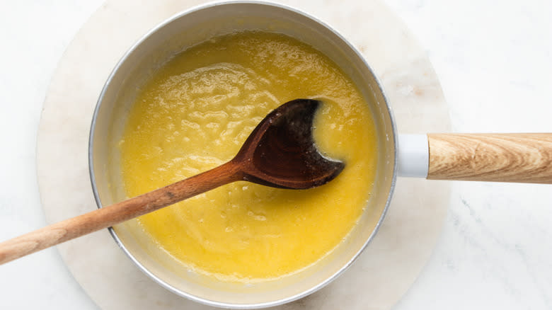 Butter and flour mixture in saucepan
