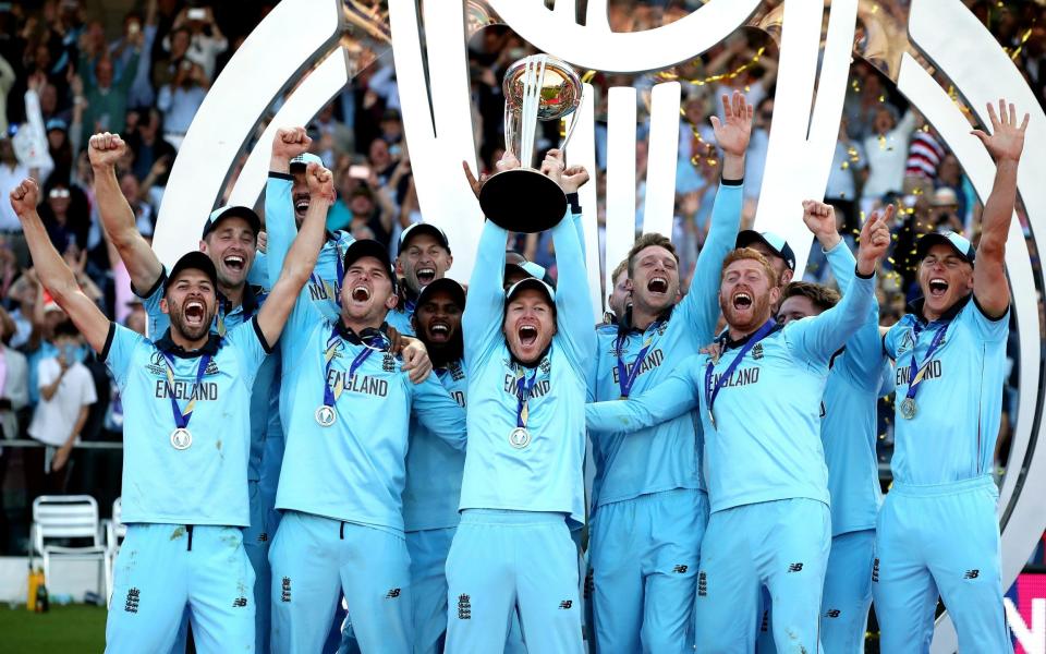 England celebrate winning the 2019 World Cup.