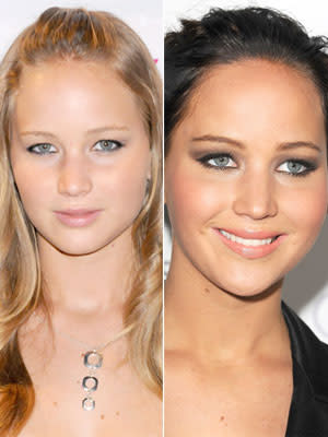 <div class="caption-credit"> Photo by: Getty Images</div><div class="caption-title">Jennifer Lawrence</div>With her frosted cheerleader hair and ice pink lips, Lawrence used to look like the hottest chick at the mall. Now, she's wildly sophisticated, thanks to elegant, swept-back black locks and smoky eyes.<b><br> Related: <a rel="nofollow noopener" href="http://www.cosmopolitan.com/sex-love/dating-advice/kissing-tips?link=rel&dom=yah_life&src=syn&con=blog_cosmo&mag=cos" target="_blank" data-ylk="slk:8 Ways to Fix a Bad Kisser;elm:context_link;itc:0;sec:content-canvas" class="link ">8 Ways to Fix a Bad Kisser</a> <br> Related: <a rel="nofollow noopener" href="http://www.cosmopolitan.com/sex-love/relationship-advice/signs-he-wants-to-marry-you?link=rel&dom=yah_life&src=syn&con=blog_cosmo&mag=cos" target="_blank" data-ylk="slk:10 Signs He Wants to Marry You;elm:context_link;itc:0;sec:content-canvas" class="link ">10 Signs He Wants to Marry You</a> <br> Related: <a rel="nofollow noopener" href="http://www.cosmopolitan.com/hairstyles-beauty/skin-care-makeup/how-to-get-clear-skin?link=rel&dom=yah_life&src=syn&con=blog_cosmo&mag=cos" target="_blank" data-ylk="slk:Score Clear, Zit-Free Skin;elm:context_link;itc:0;sec:content-canvas" class="link ">Score Clear, Zit-Free Skin</a> <br></b>