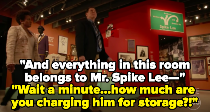 Sykes saying, "And everything in this room belongs to Mr. Spike Lee— Wait a minute...how much are you charging him for storage?"