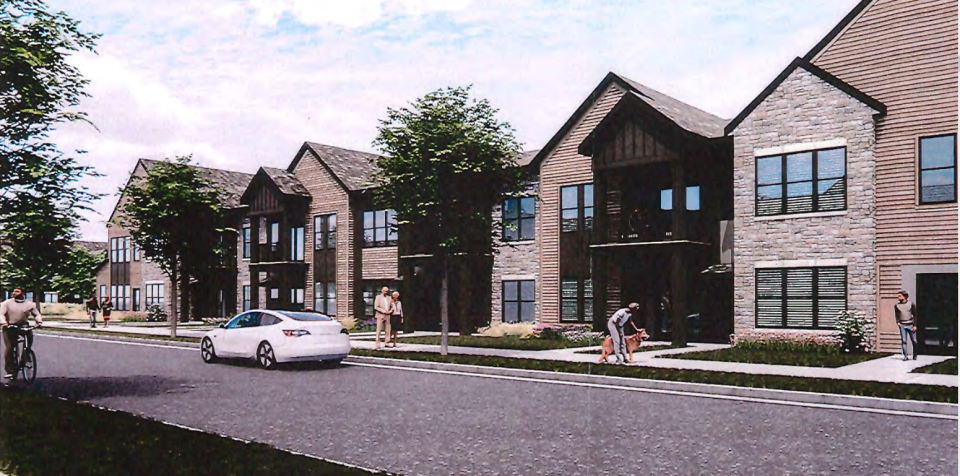 This rendering provides one glimpse of what the Northeast Apartments, at Brown Street and Highway K in Oconomowoc, might look like if they are built. The proposal, by Three Leaf Partners, is one of three plans to be discussed in public hearings before the Oconomowoc Common Council in February.