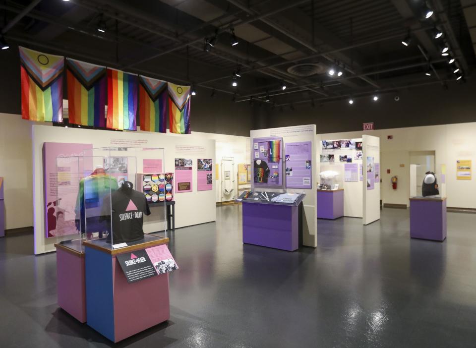 The "Telling Our Stories" exhibit is seen Thursday at the Neville Public Museum in Green Bay. The exhibit highlights the LGBTQ+ community's history in the Green Bay area.