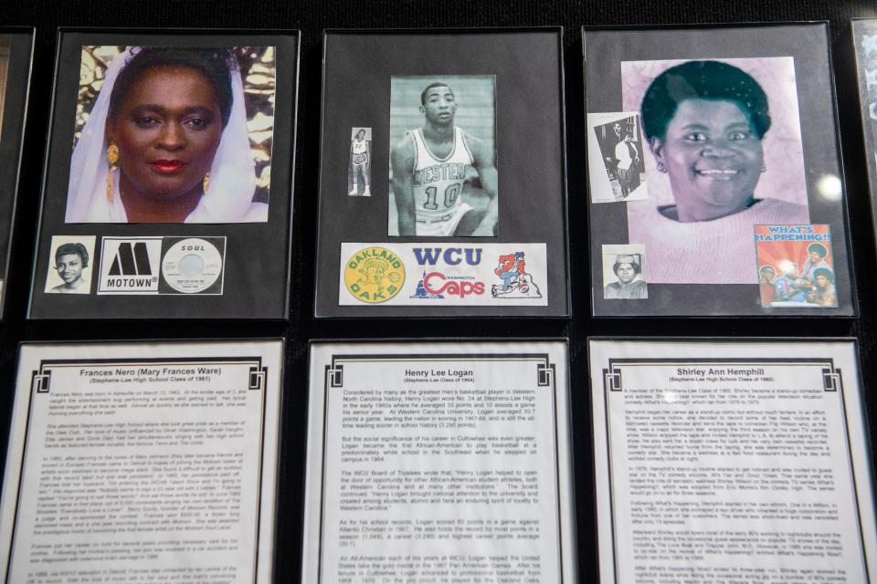 Notable Asheville High alumni, from left, Frances Nero, Henry Logan, and Shirley Ann Hemphill, are honored in The Alumni Center August 18, 2023.