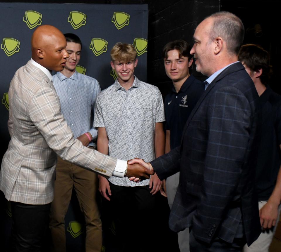Boys Team of the Year, Archbishop Hoban Boys Basketball with Joshua Dobbs, Quarterback for the Cleveland Browns at The 2023 Greater Akron-Canton High School Sports Awards, Thursday, June 22, 2023, at the Akron Civic Theatre.