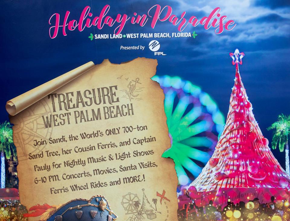 Signage for the Holiday in Paradise event, seen Saturday at the GreenMarket in West Palm Beach.