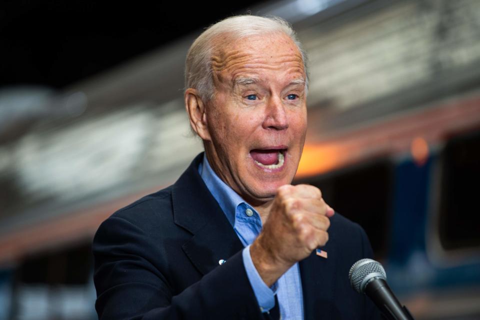 Democratic presidential nominee Joe Biden in Pittsburgh on Wednesday  (AFP via Getty Images)
