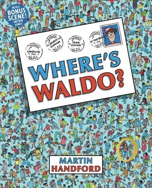 Cover of "Where's Waldo?" book with illustrated crowd scene and title text