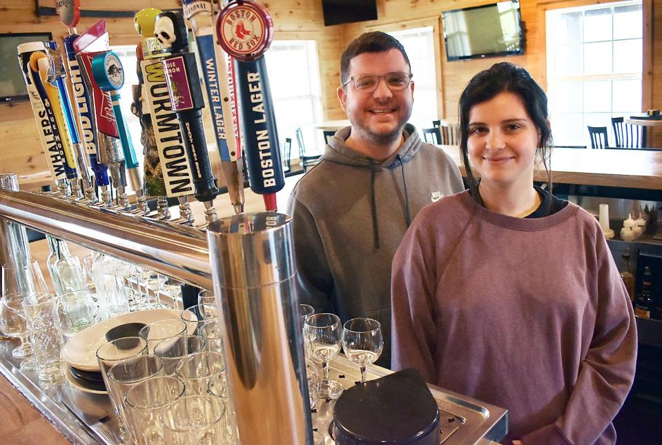 Jared Machado, owner of Pine House Kitchen and Bar, and Janae Machado, who will serve as manager, are ready to serve at the new Tiverton restaurant. They are seen here Monday, March 11, 2024.