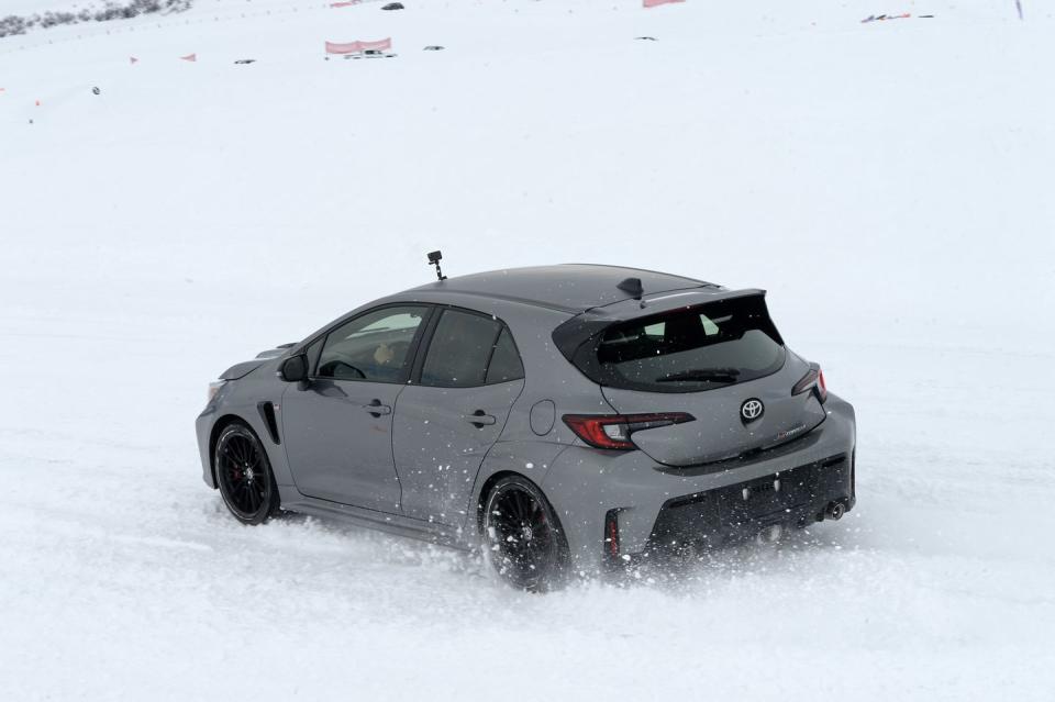 a car driving on snow