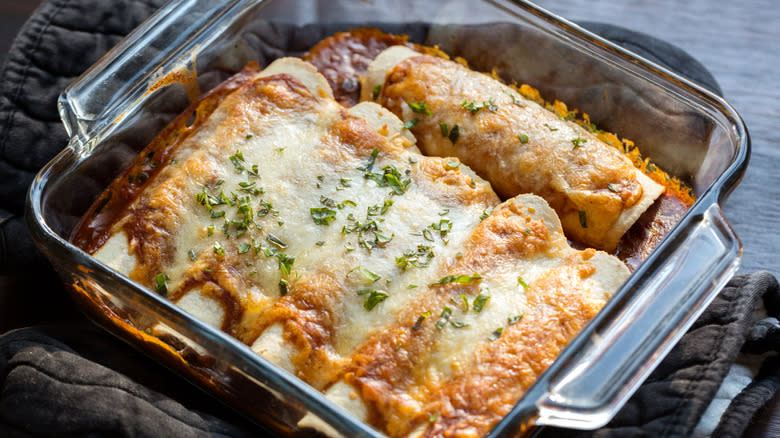 enchiladas in baking dish