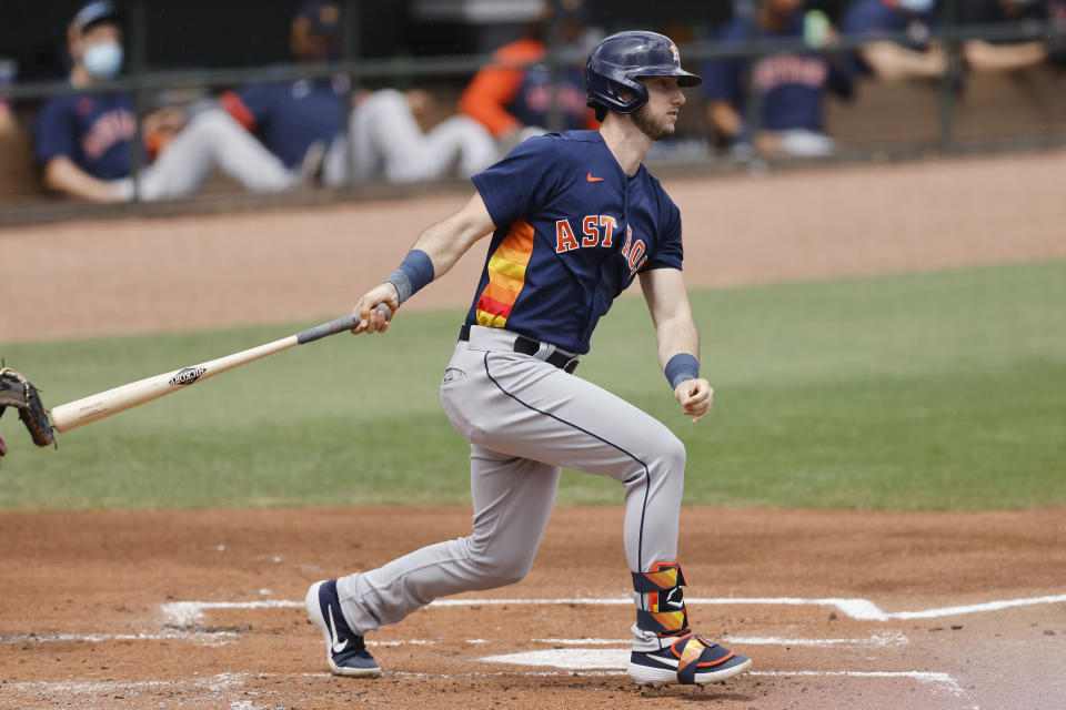 JUPITER, FLORIDA - MARCH 20: Kyle Tucker #30 of the Houston Astros in action against the St. Louis Cardinals during a Grapefruit League spring training game at Roger Dean Stadium on March 20, 2021 in Jupiter, Florida. (Photo by Michael Reaves/Getty Images)