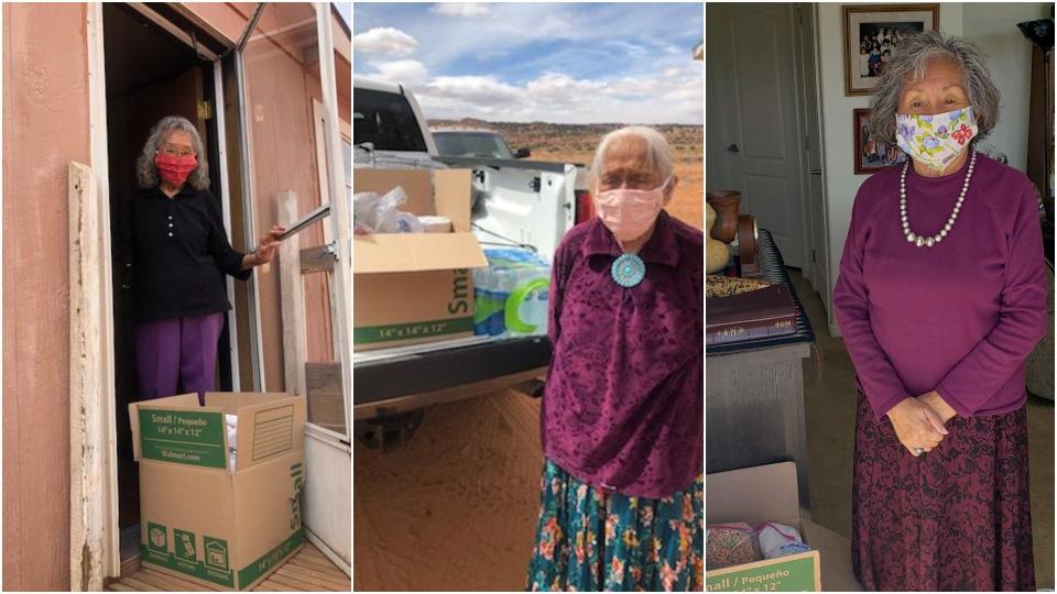 Members of Navajo Nation receiving supplies from Protect Native Elders.