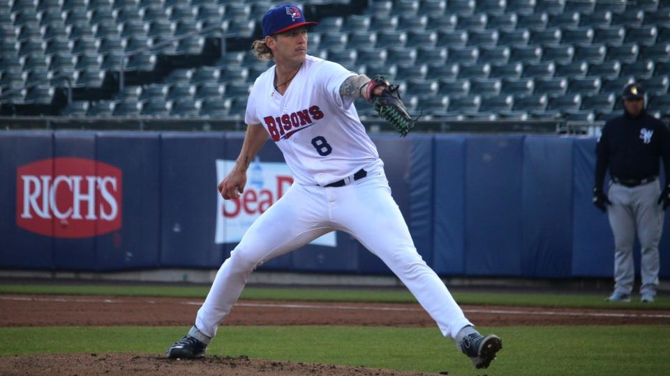 Former Chiles High pitcher Bowden Francis, here with the Triple-A Buffalo Bisons, was promoted to the big leagues Monday by the Toronto Blue Jays.