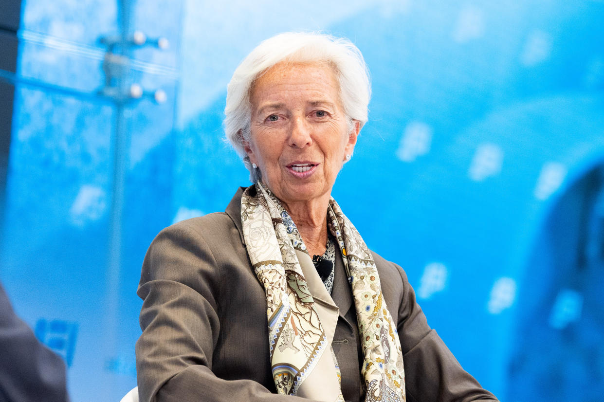 International Monetary Fund Managing Director Christine Lagarde speaking at the American Enterprise Institute in Washington, DC on June 5, 2019. (Photo by Michael Brochstein/Sipa USA)