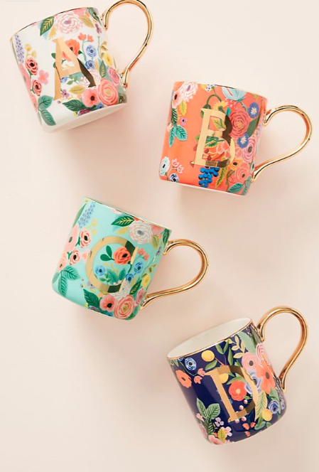 Anthropologie: Garden Party Monogram Mug by Rifle Paper Co. $14.