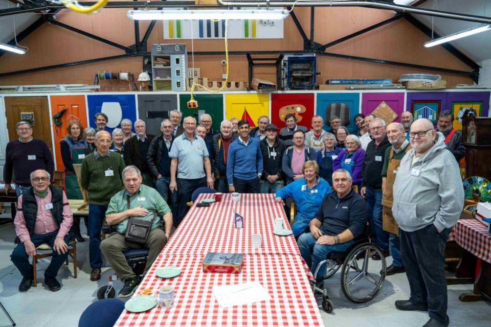 Darlington and Stockton Times: Rishi Sunak with members of Northallerton Menâ€™s Shed