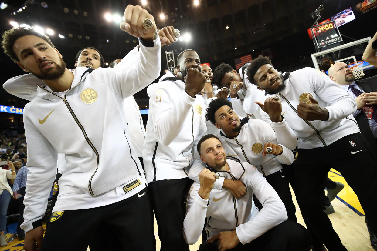 The Warriors got reversible championship rings. (Getty Images)