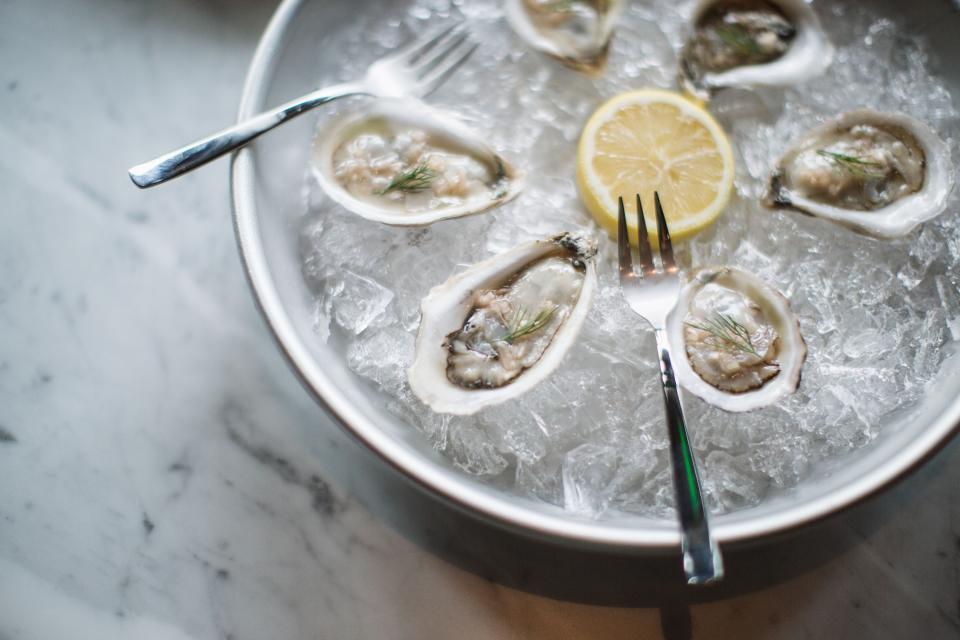 Le Cavalier serves oysters as an Easter brunch starter.