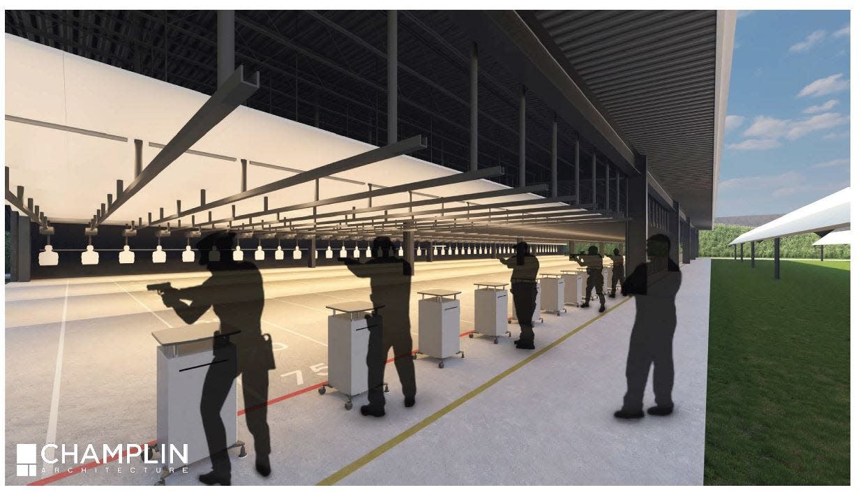 This rendering shows the proposed combined gun ranges for the Cincinnati Police and Hamilton County Sheriff's Department. The location is on a rural stretch of E. Miami River Road in the far western part of Colerain Township