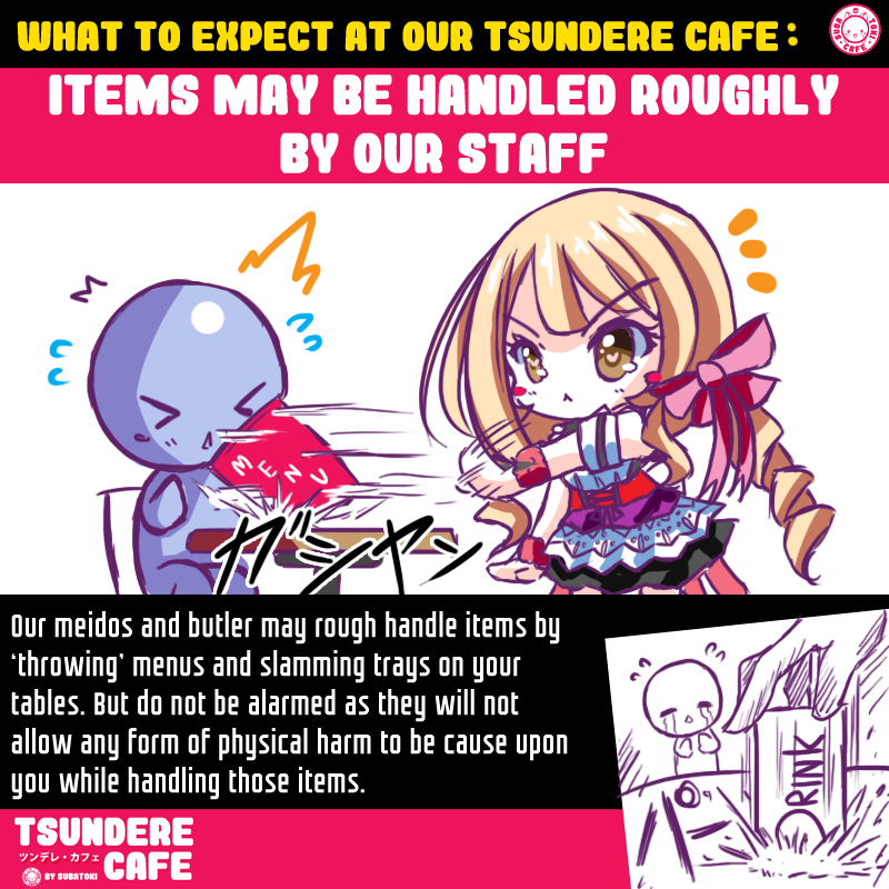 A graphic showing an example of the kind of treatment to expect from the wait staff at Tsundere Cafe. (Photo: SubaToki Cafe)