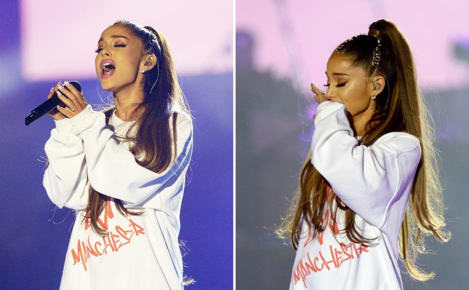 Ariana Grande performing at the One Love Manchester concert last year (PA)