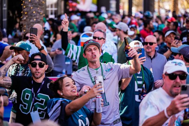 A Philadelphia Eagles fan cheers on his team during the game