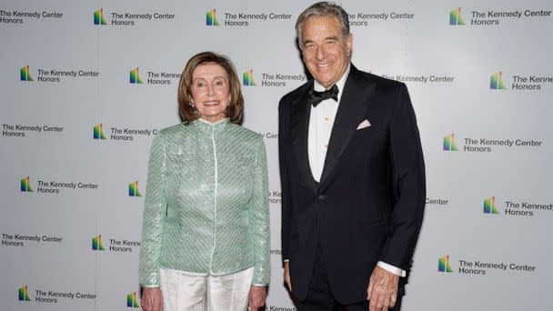 FILE PHOTO: House Speaker Nancy Pelosi, D-Calif., and her husband Paul Pelosi arrive for the formal Artist's Dinner honoring the recipients of the 44th Annual Kennedy Center Honors at the Library of Congress in Washington, D.C., on Dec. 4, 2021. (Ken Cedeno/Reuters, File)