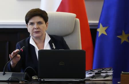 Poland's Prime Minister Beata Szydlo attends a government meeting in Warsaw, Poland July 25, 2017. REUTERS/Kacper Pempel