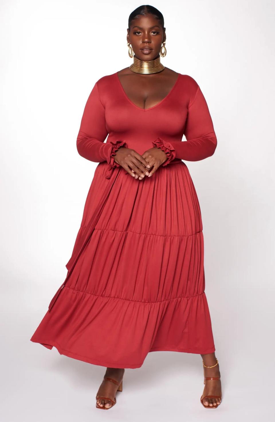 11) Zelie for She Blissful Long Sleeve Maxi Dress