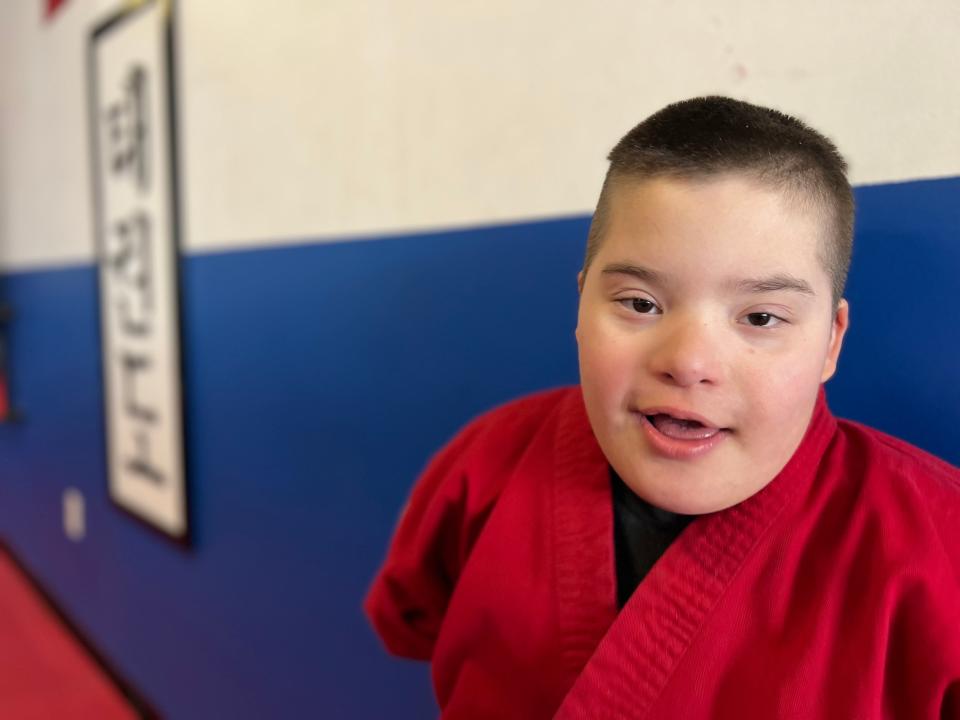 Manny Rico, 10, has Down Syndrome and has been participating in martial arts classes at Coastal Martial Arts Academy in Wilmington for about two-and-a-half years.