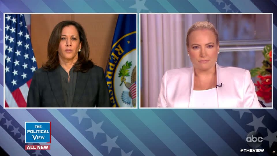 Harris appears on "The View" with Meghan McCain discussing the "Defund the Police" movement. - From ABC