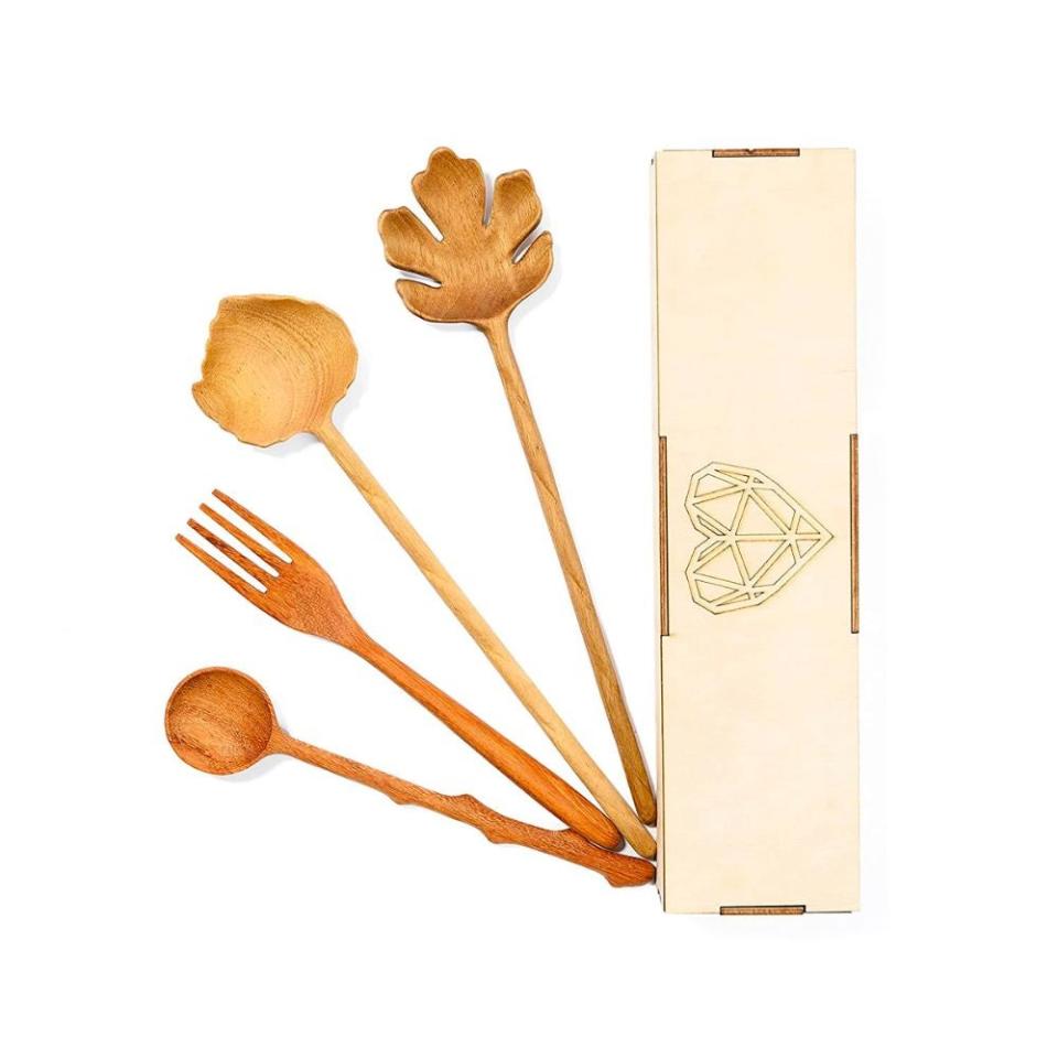 The Best Hostess Gifts: Carved Wooden Serving Set