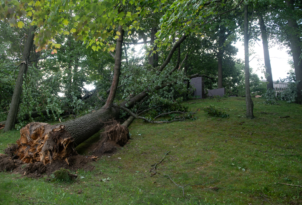 The May 4 memorial on the Kent State University main campus sustained damage during last week's storms.