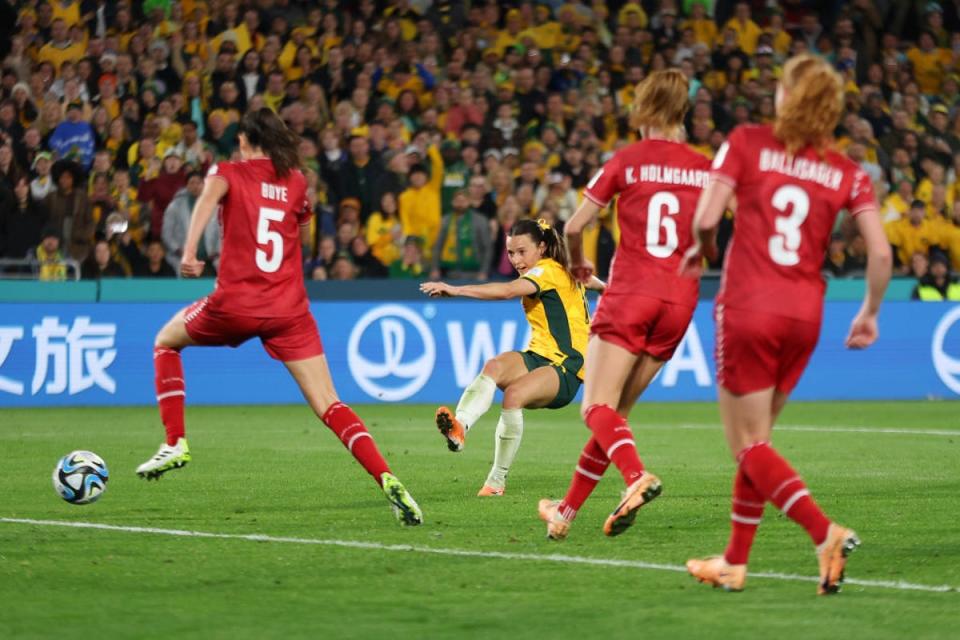 Raso doubled Australia’s lead with her third World Cup goal (Getty Images)