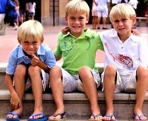 Triplets Connor, Griffin and Matthew Wehr, age 4, at Disney World in 2008.