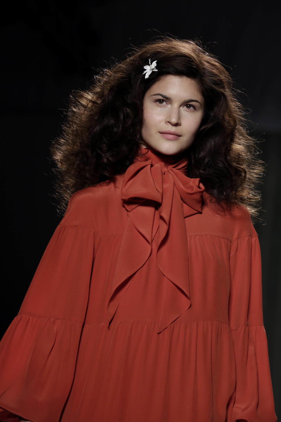 The Jenny Packham Spring 2014 collection is modeled during Fashion Week in New York, Tuesday, Sept. 10, 2013. (AP Photo/Richard Drew)