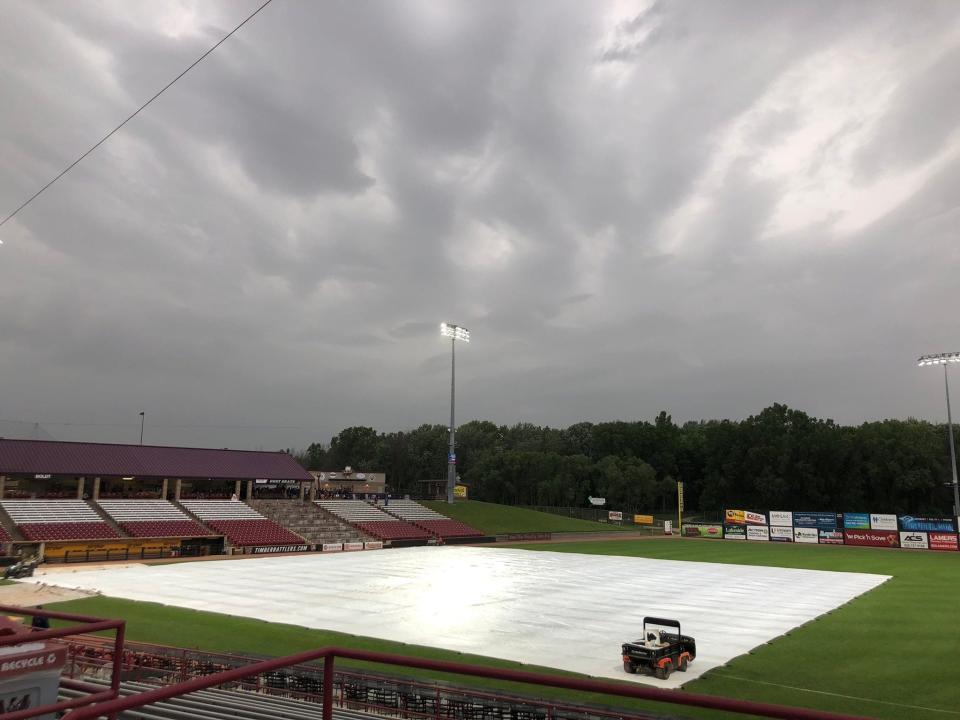 Kenosha St. Joseph and St. Croix Falls finished their game in the Division 3 state baseball semifinals at Fox Cities Stadium in Appleton right before heading for cover due to a tornado warning. June 15, 2022.