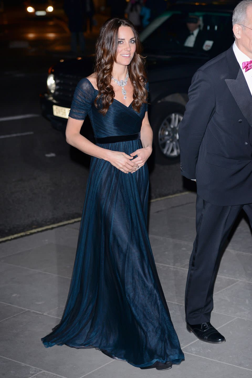 <p>Attending a gala at the National Portrait Gallery in Jenny Packham</p>