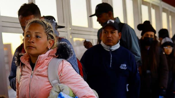 PHOTO: The Hernandez family, Venezuelan migrants seeking asylum in the United States wait to attend their appointment at the Paso del Norte International bridge, in Ciudad Juarez, Mexico Feb. 3, 2023. (Jose Luis Gonzalez/Reuters)