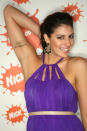 Swimmer Stephanie Rice shows off her Olympic tattoo backstage at the Nickelodeon Australian Kids' Choice Awards 2008 at the Hisense Arena on October 11, 2008 in Melbourne, Australia. (Photo by Kristian Dowling/Getty Images)