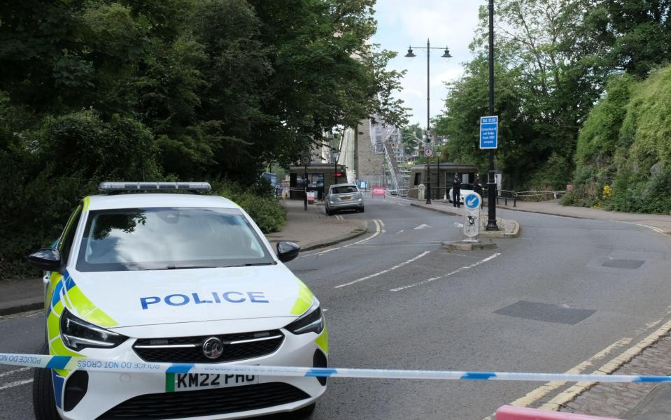 Police at the scene on Clifton Suspension Bridge in Bristol