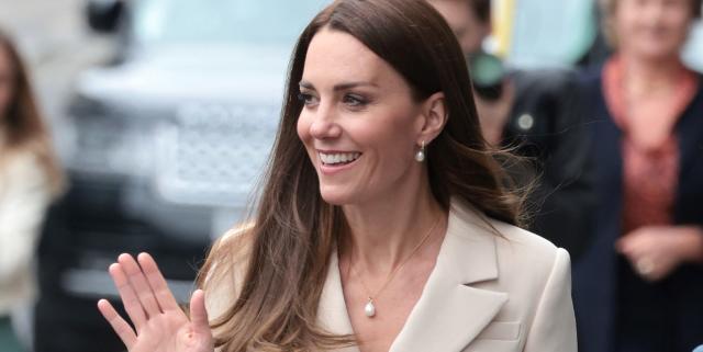 Kate Middleton Wears Chic Cream Blazer and Skirt Out in London