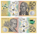 <strong>Billete de 50 dólares australianos (US$38).</strong> <em>Imagen de la web de la Sociedad Internacional de Billetes Bancarias (IBNS, por su iniciales en inglés). Cortesía del The Banknote Book</em>.