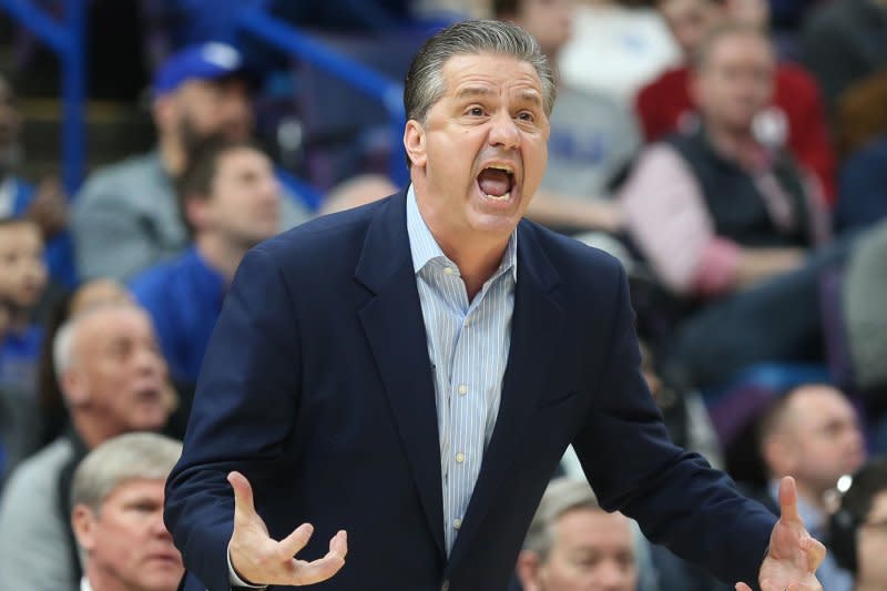 Kentucky, coached by John Calipari, will be among dozens of teams that will learn their 2024 NCAA Division I men's basketball tournament fate on Selection Sunday. File Photo by BIll Greenblatt/UPI
