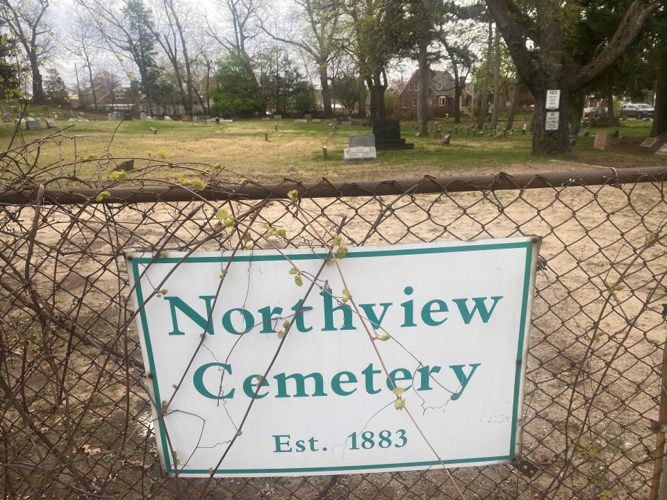 Northview Cemetery in Dearborn, just off Outer Drive, on April 23, 2024. The cemetery has been targeted by a serial defecator.