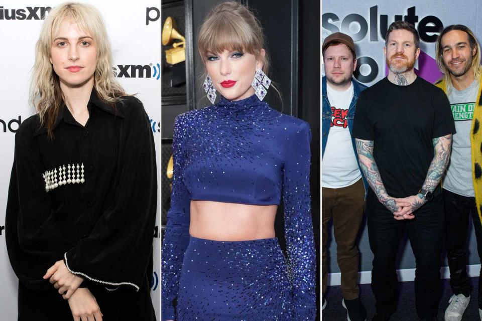 <p>Bonnie Biess/Getty; Kevin Mazur/Getty; Joe Maher/Getty </p> Hayley Williams, Taylor Swift and Fall Out Boy